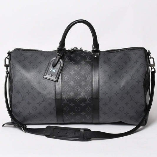 Louis Vuitton LV Keepall Bandouliere 50 Black Gray Silver