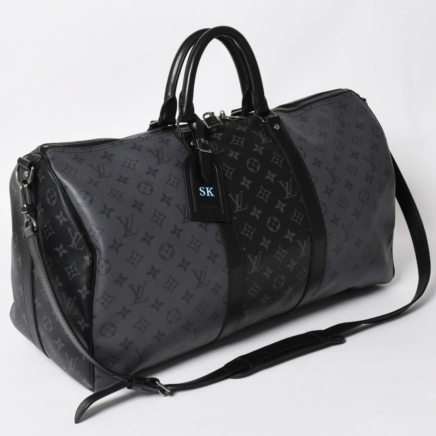 Louis Vuitton LV Keepall Bandouliere 50 Black Gray Silver — view 3