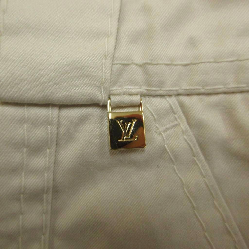 Louis Vuitton Chino Pants 38 Ivory Full Length Logo Button PP — view 8