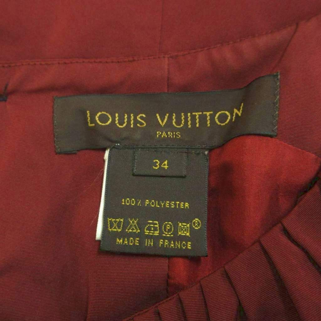 Louis Vuitton Dress 34 Wine Red Bordeaux Square Neck Sleeveless Waist Ribbon — view 4