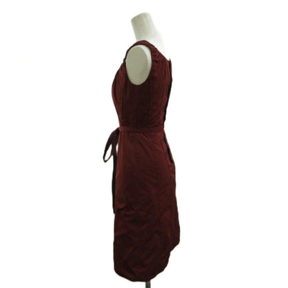 Louis Vuitton Dress 34 Wine Red Bordeaux Square Neck Sleeveless Waist Ribbon — view 3