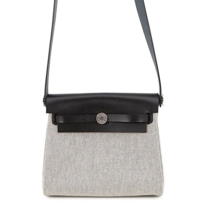Hermes Shoulder Bag Herbag Zip Mini Black Ecru Silver Toile H Vache Hunter