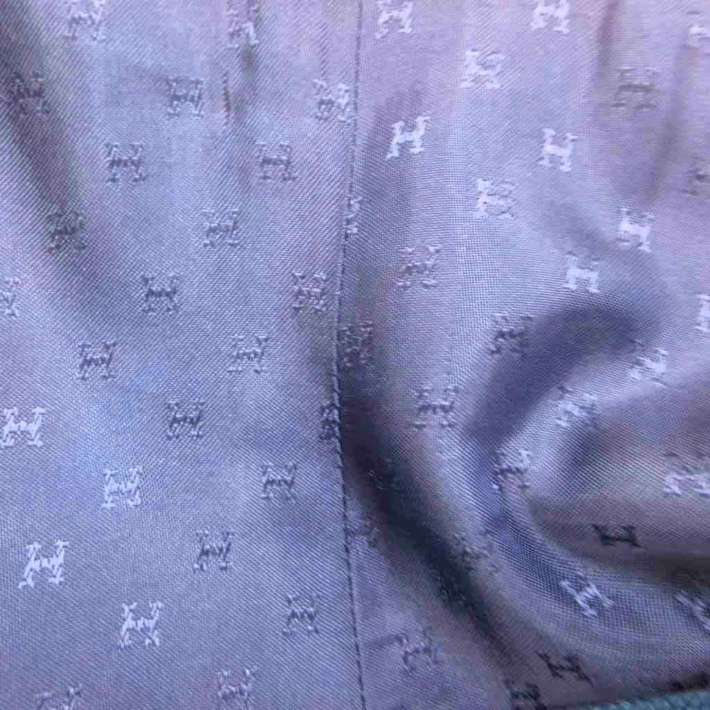 Hermes Skirt Hemp Linen 38 Blue Button Fly Midi Length Logo PP — view 6