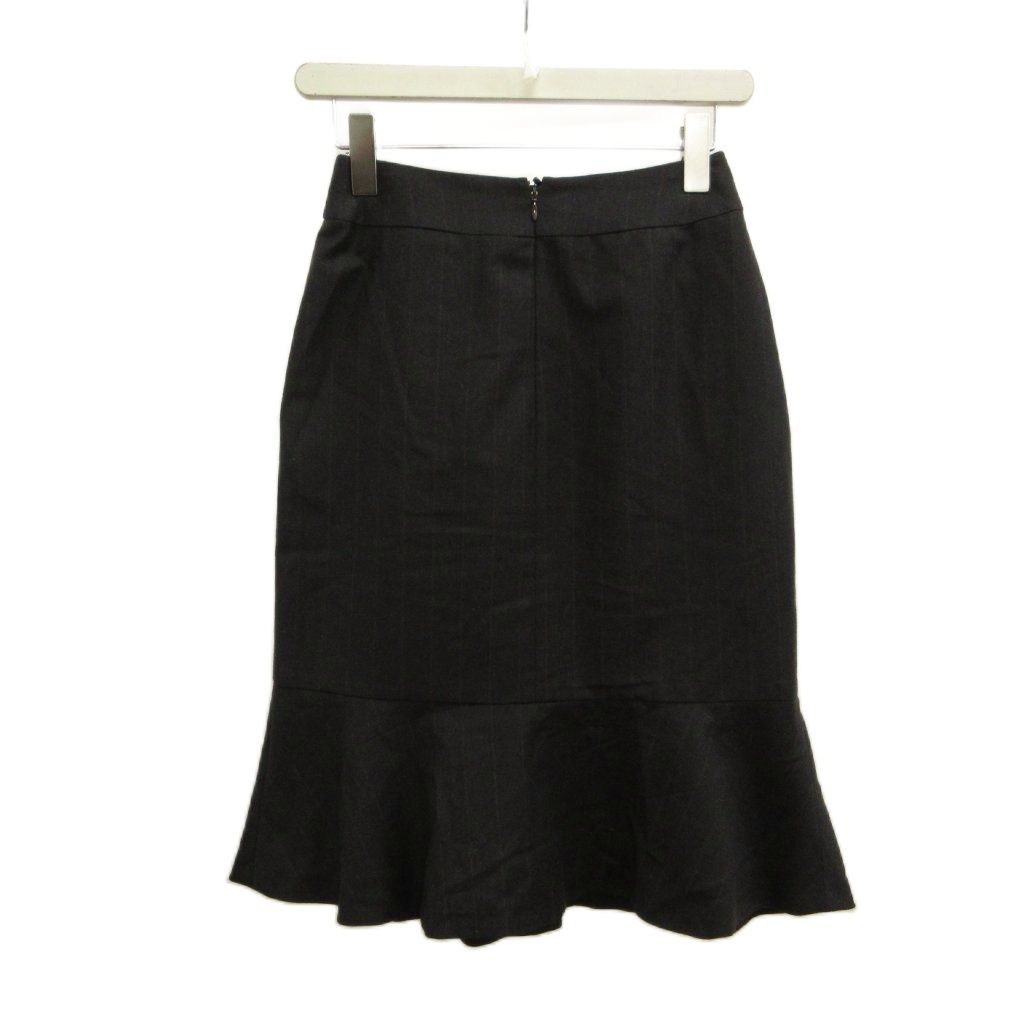 Chanel Mermaid Skirt Wool 34 Black Pocket Striped Pattern Knee Length CC Logo PP — view 2
