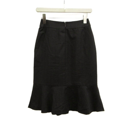 Chanel Mermaid Skirt Wool 34 Black Pocket Striped Pattern Knee Length CC Logo PP — view 2