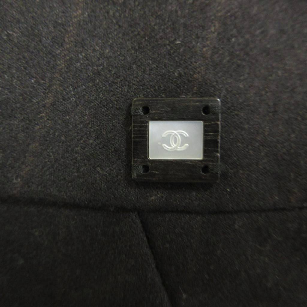 Chanel Mermaid Skirt Wool 34 Black Pocket Striped Pattern Knee Length CC Logo PP — view 4