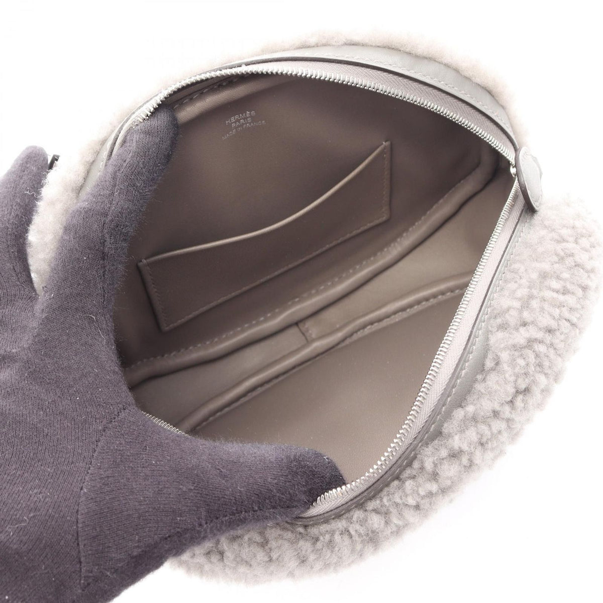 Hermes Waist Bag In The Loop Ecru Grimaire Shearling — view 3