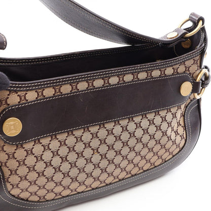 Celine Shoulder Bag Macadam Beige Brown Canvas Leather — view 5