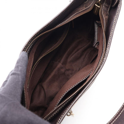Celine Shoulder Bag Macadam Beige Brown Canvas Leather — view 3