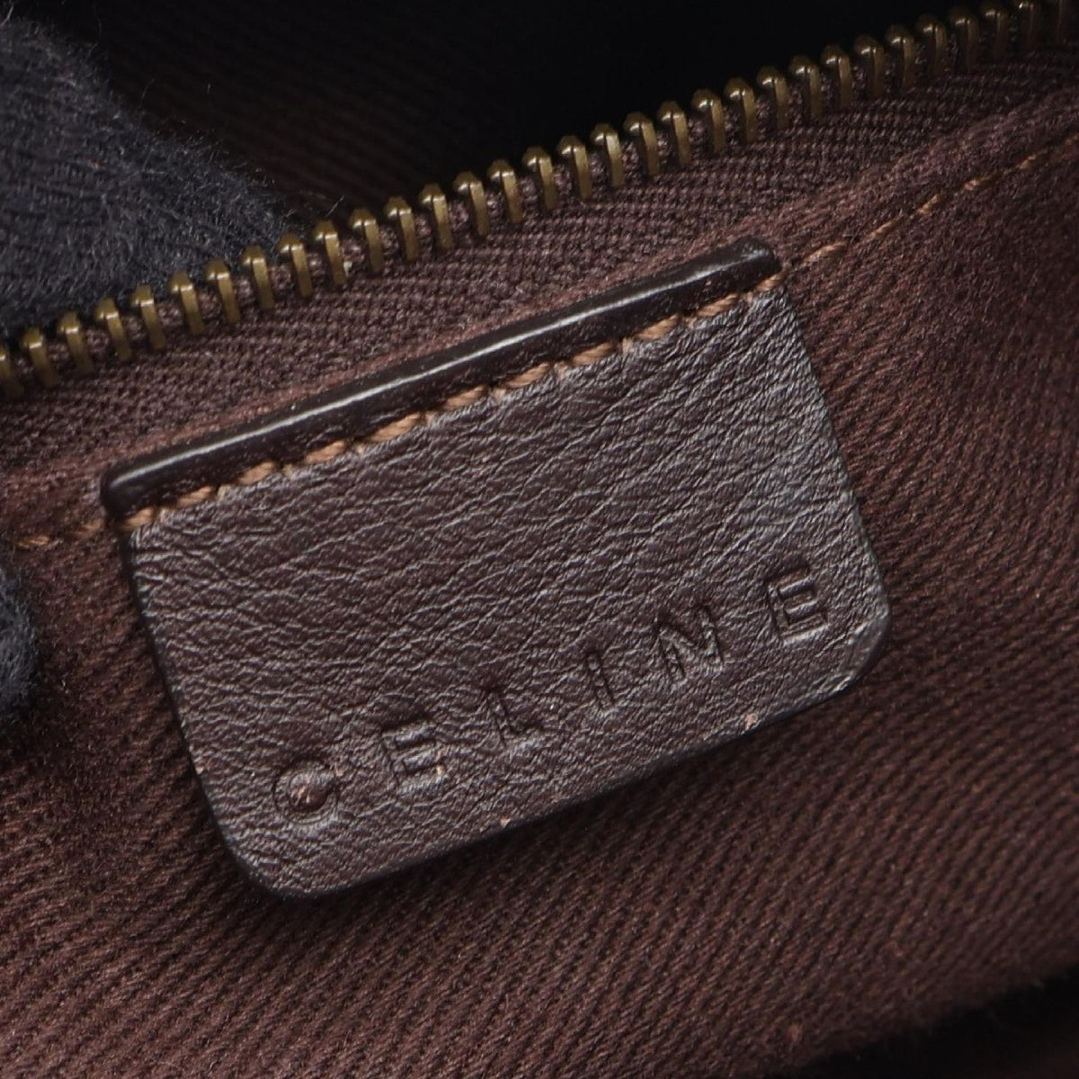 Celine Shoulder Bag Macadam Beige Brown Canvas Leather — view 4