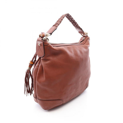 Gucci Shoulder Bag Bamboo Brown Leather Diamante — view 2