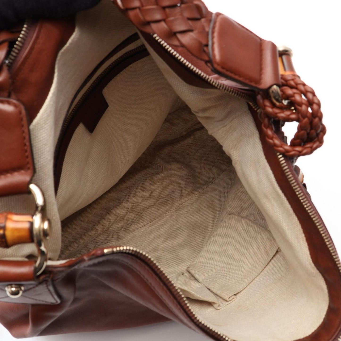 Gucci Shoulder Bag Bamboo Brown Leather Diamante — view 3