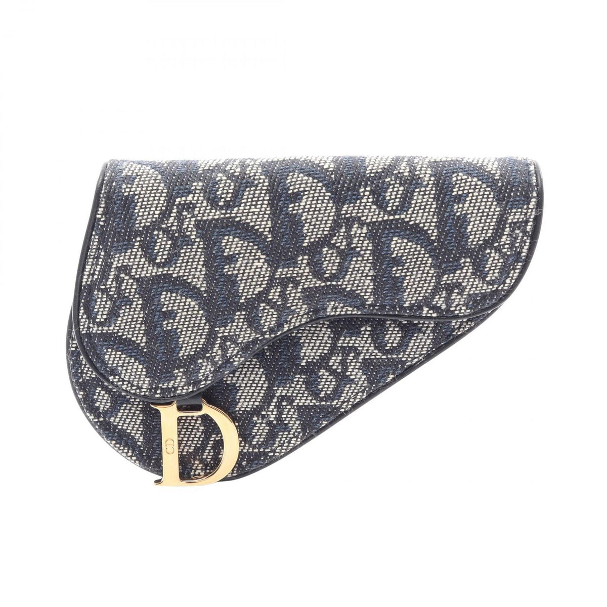 Dior Coin Case Saddle Oblique Navy Canvas Leather Trotter Purse