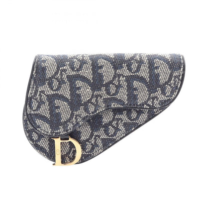 Dior Coin Case Saddle Oblique Navy Canvas Leather Trotter Purse