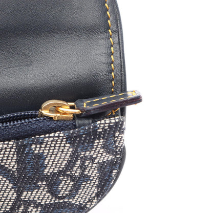 Dior Coin Case Saddle Oblique Navy Canvas Leather Trotter Purse — view 5