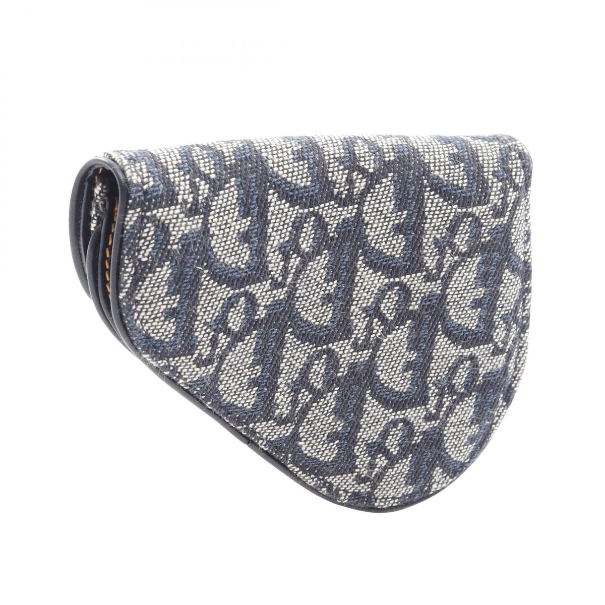 Dior Coin Case Saddle Oblique Navy Canvas Leather Trotter Purse — view 2