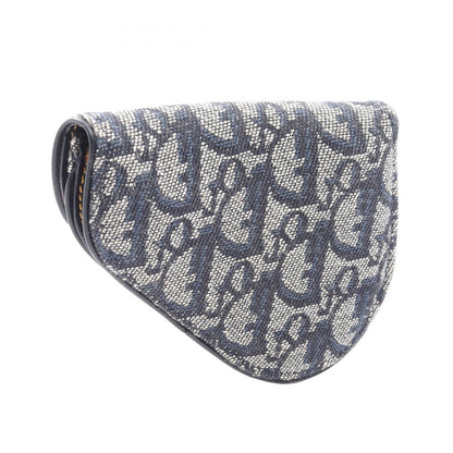 Dior Coin Case Saddle Oblique Navy Canvas Leather Trotter Purse — view 2