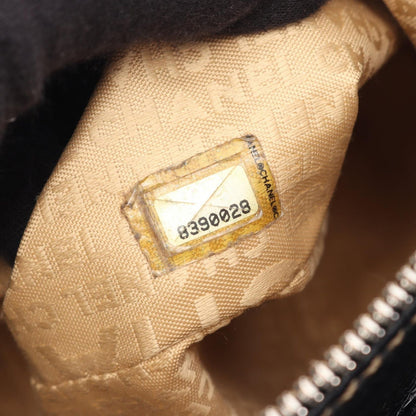 Chanel Shoulder Bag Logo Fringe Black Leather — view 5
