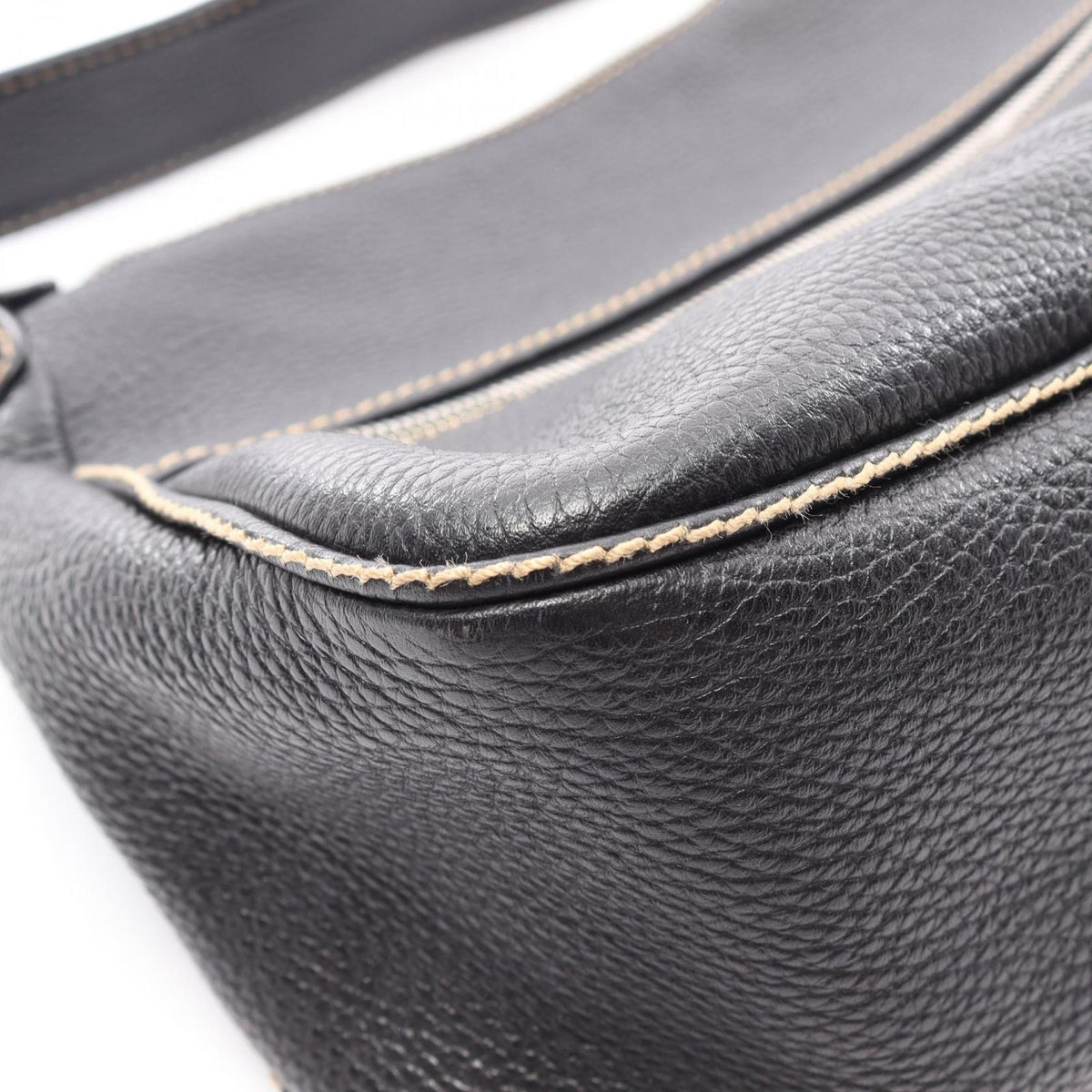 Chanel Shoulder Bag Logo Fringe Black Leather — view 7