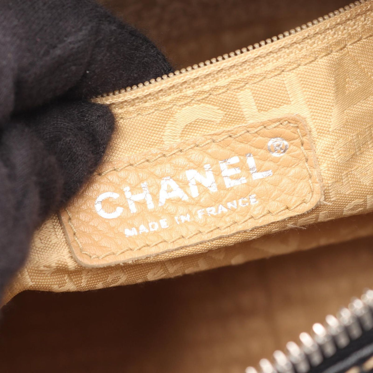 Chanel Shoulder Bag Logo Fringe Black Leather — view 4