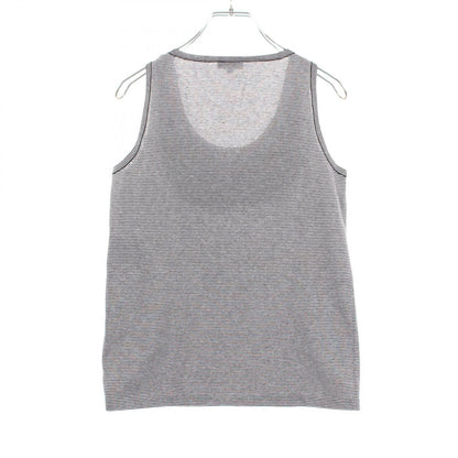 Chanel Tank Top CC Logo Button Border Check Ruffle Cotton — view 2