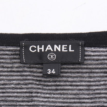 Chanel Tank Top CC Logo Button Border Check Ruffle Cotton — view 3