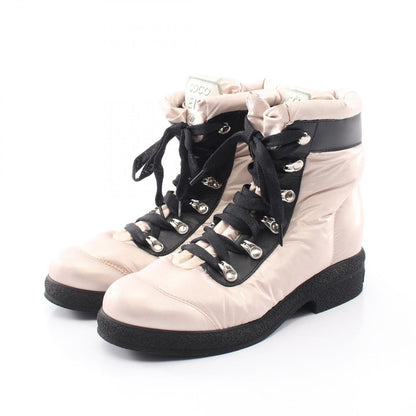 Chanel Boots Coconnege Winter Pink Beige Nylon Leather
