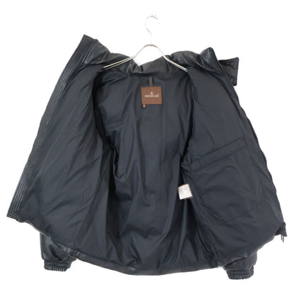 Moncler Brown Tag Leather Hooded Down Hoodie — view 5