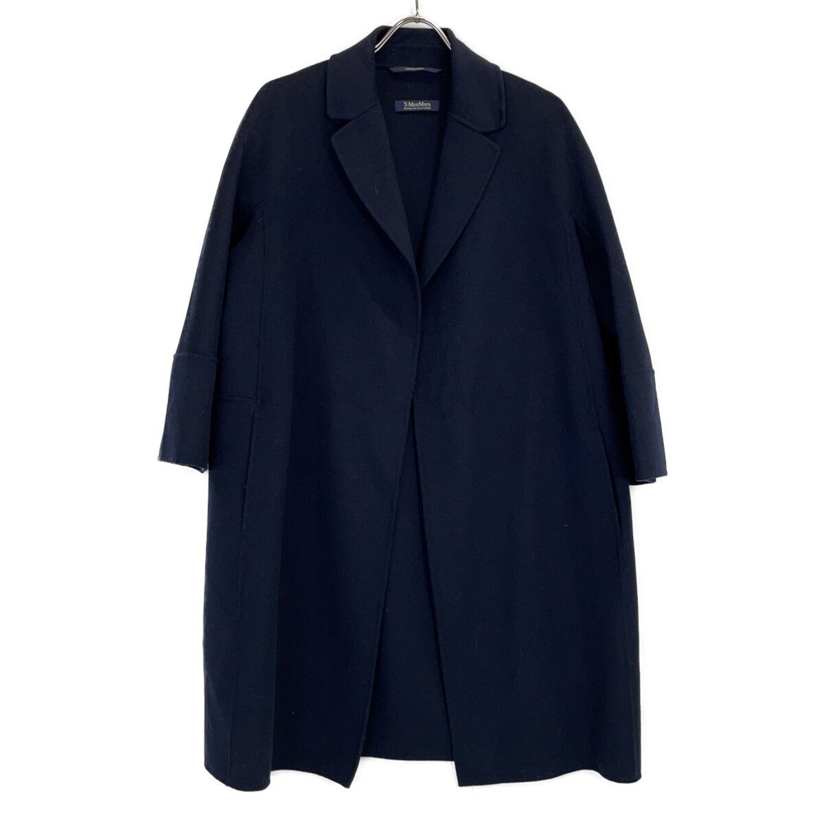 Max Mara S Cucito Navy Pure Wool Wrap Coat 36