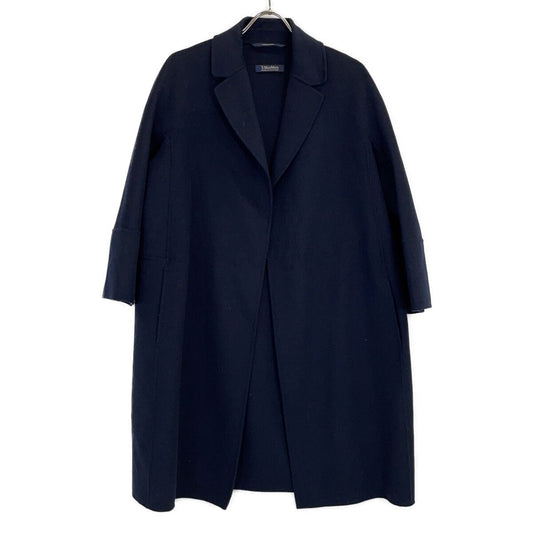 Max Mara S Cucito Navy Pure Wool Wrap Coat 36