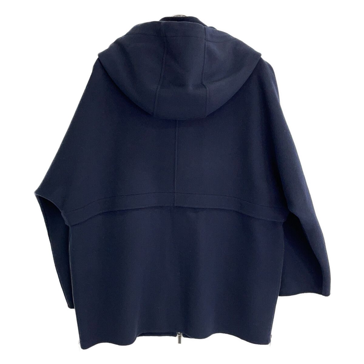 Max Mara S Cucito Amano Navy Virgin Wool Drawstring W-zip Hooded Coat — view 2