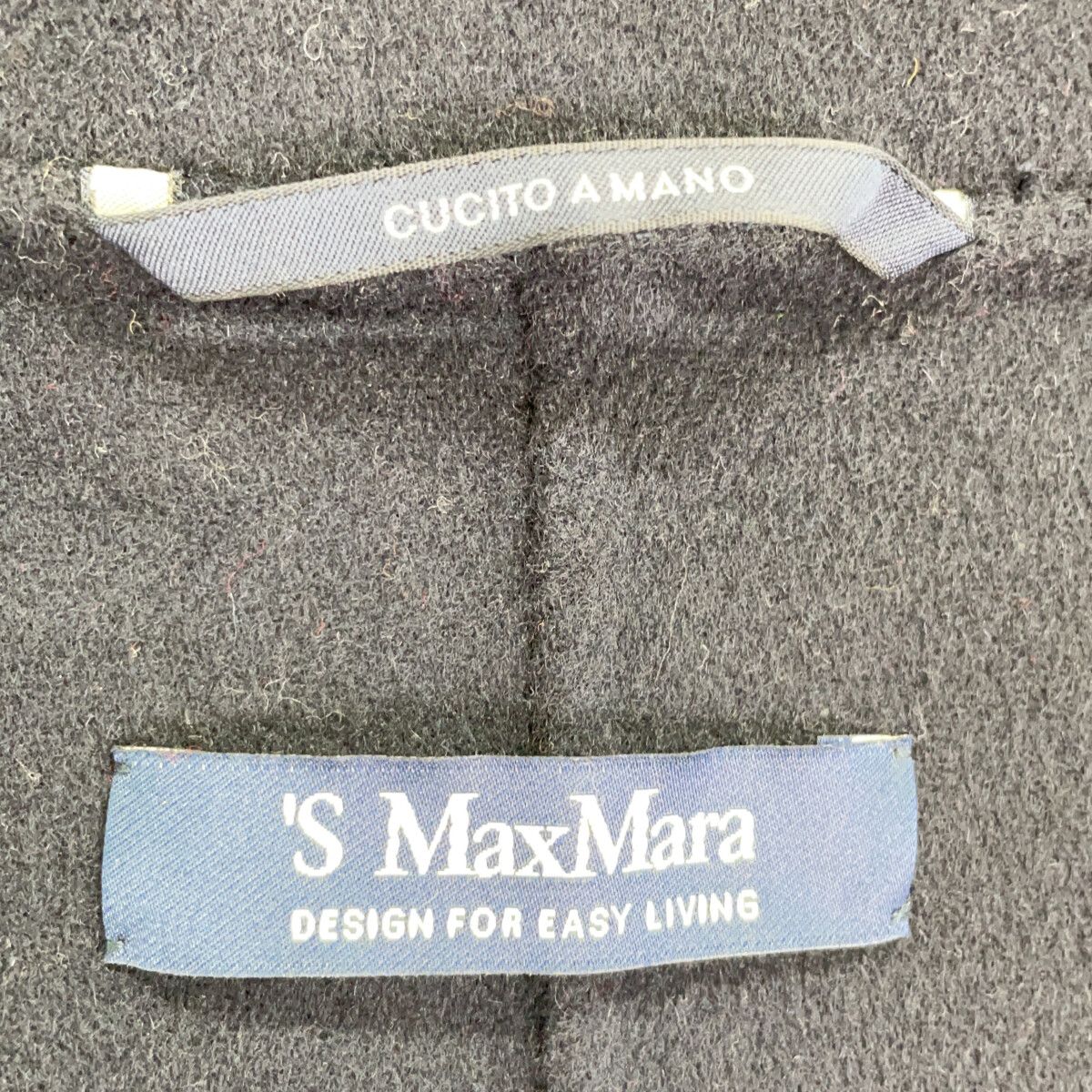 Max Mara S Cucito Amano Navy Virgin Wool Drawstring W-zip Hooded Coat — view 4