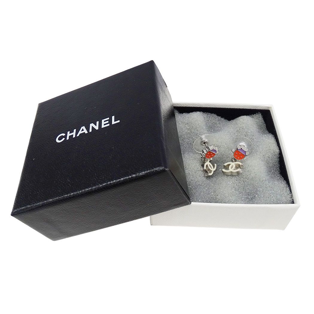 Chanel 04P Earrings Metal Silver Multicolor Ladybug Unique 04 — view 6