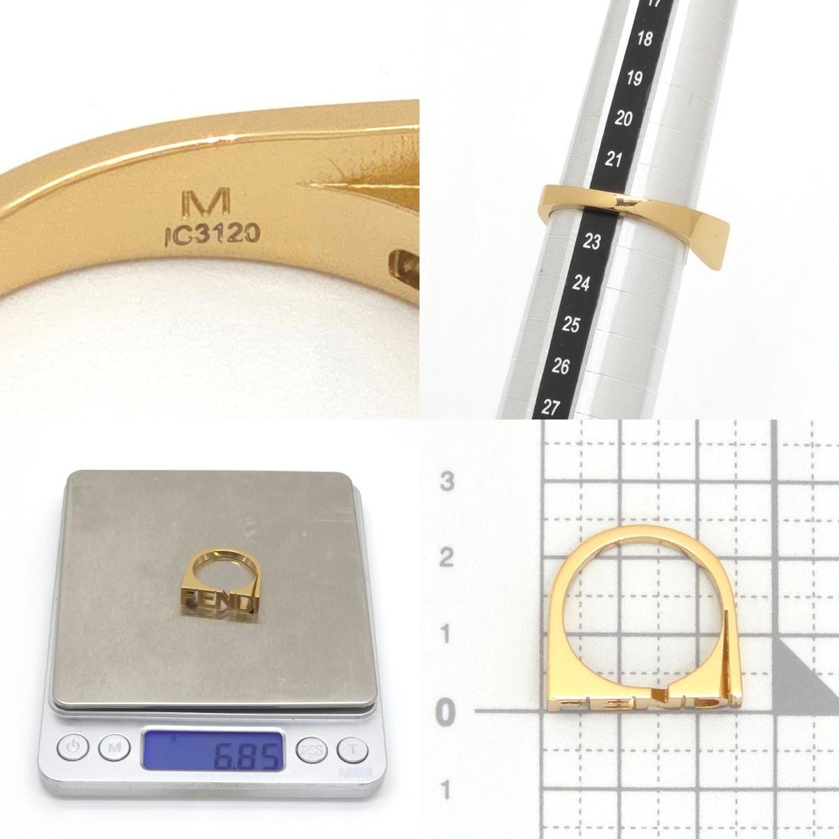 Fendi Letter Ring Logo M Gold — view 6