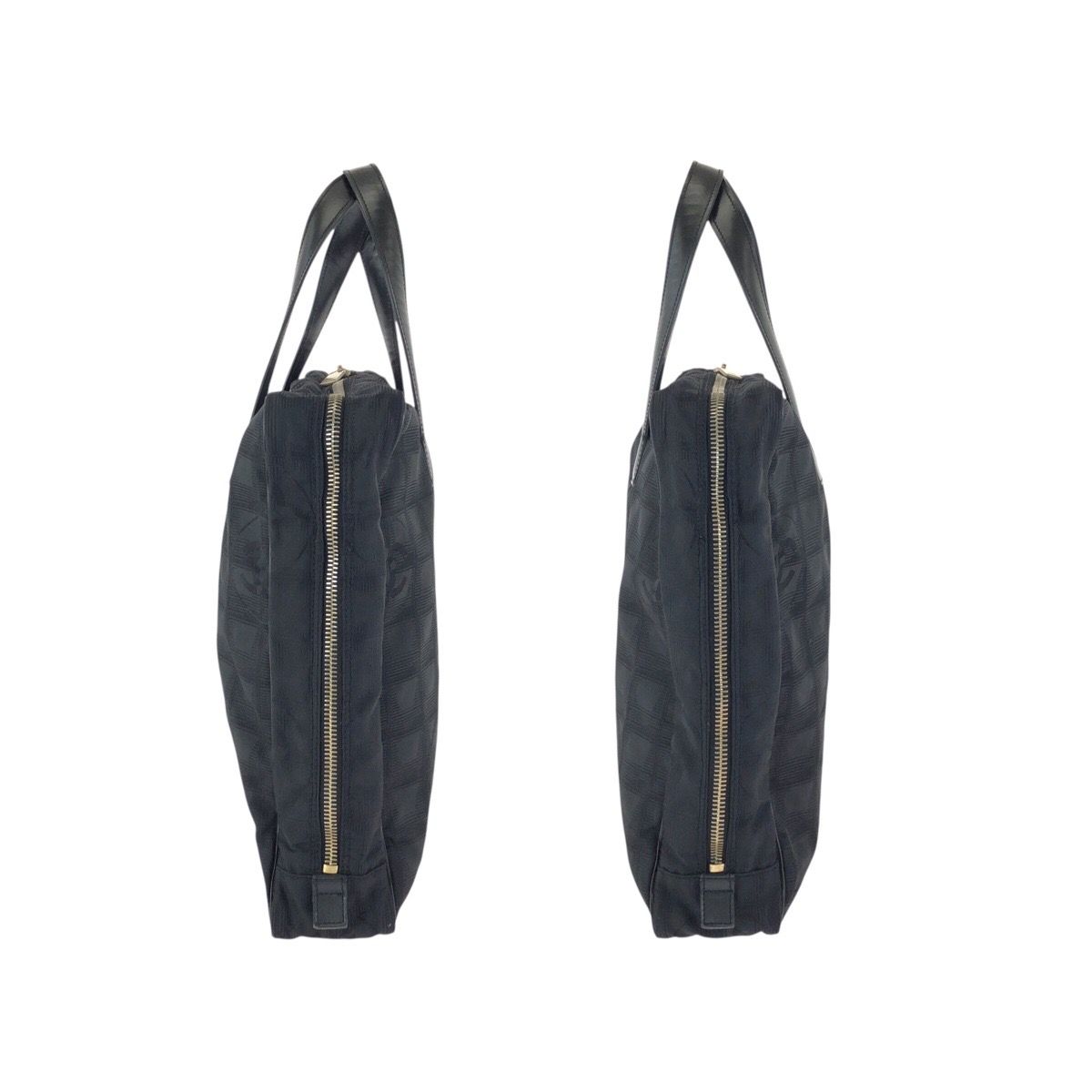 Chanel New Travel Line CC Logo Black Gold Nylon Leather Tote Bag Business — view 7