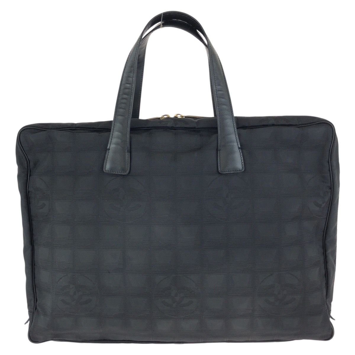 Chanel New Travel Line CC Logo Black Gold Nylon Leather Tote Bag Business — view 2