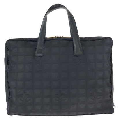 Chanel New Travel Line CC Logo Black Gold Nylon Leather Tote Bag Business