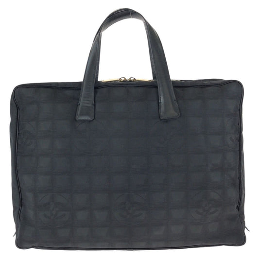 Chanel New Travel Line CC Logo Black Gold Nylon Leather Tote Bag Business