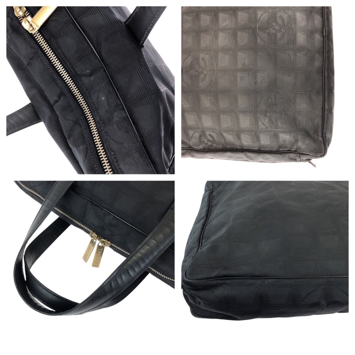 Chanel New Travel Line CC Logo Black Gold Nylon Leather Tote Bag Business — view 5