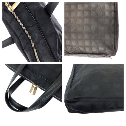 Chanel New Travel Line CC Logo Black Gold Nylon Leather Tote Bag Business — view 5
