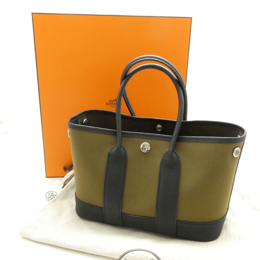 Hermes Neo Garden 23 Handbag Olive Noir Silver