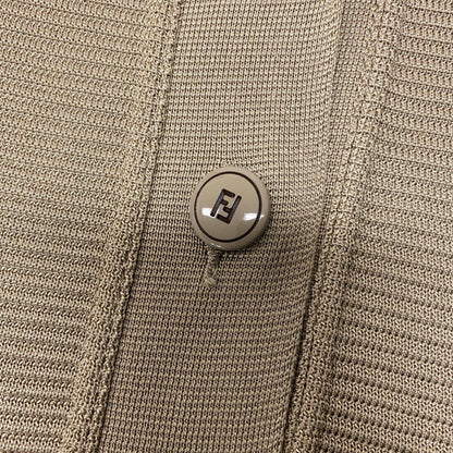 Fendi Short Sleeve Knit Polo Shirt Dress FF Logo Button 5 Beige — view 6