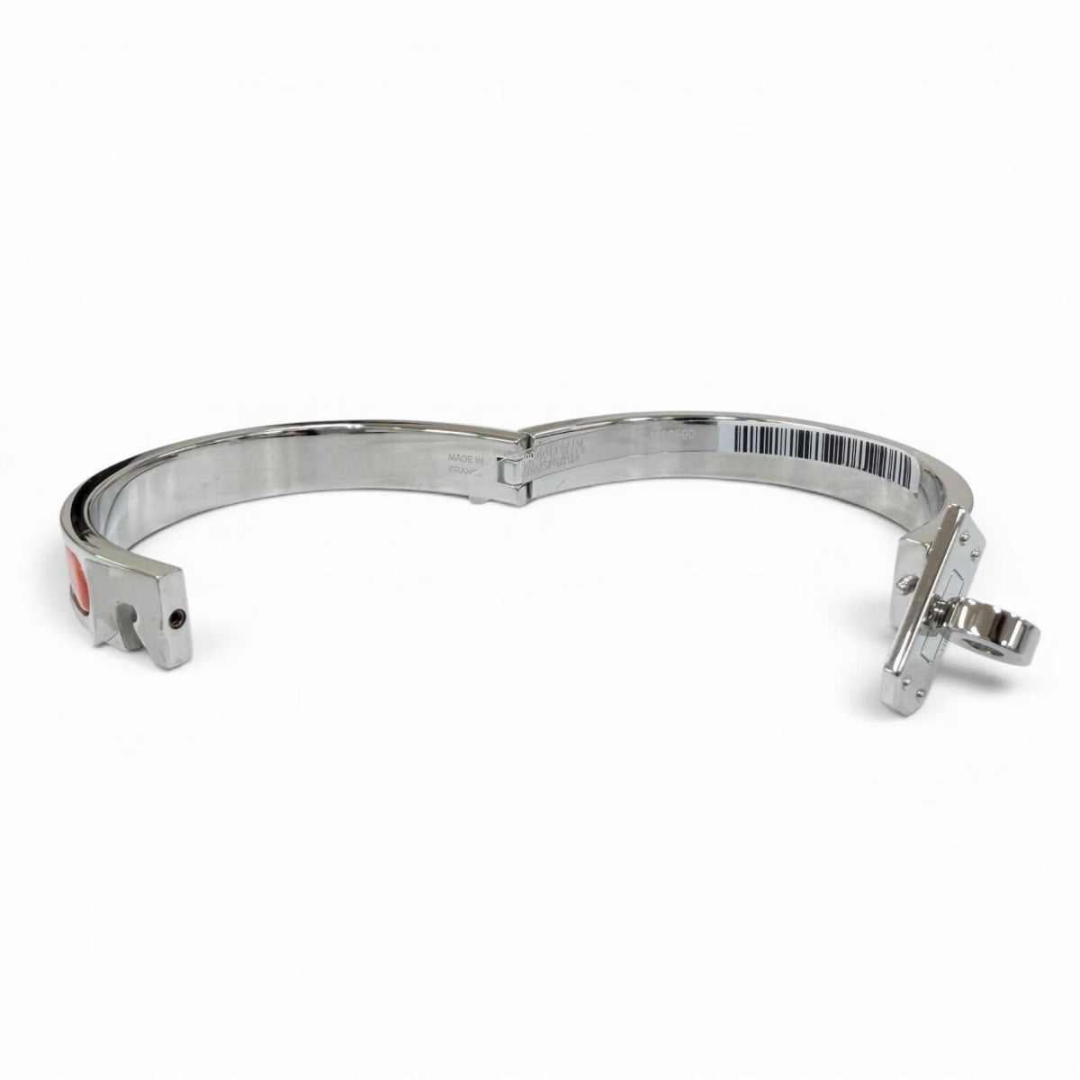 Hermes Mini Clic Kelly Bracelet Bangle Silver Orange — view 7