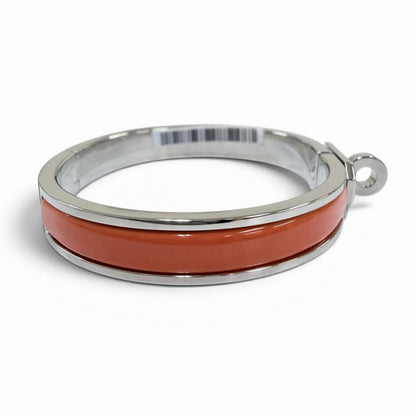 Hermes Mini Clic Kelly Bracelet Bangle Silver Orange — view 5