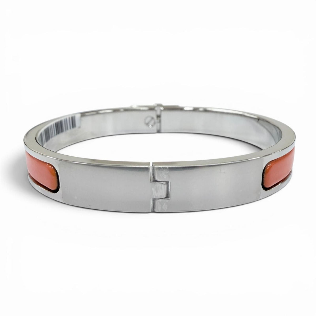 Hermes Mini Clic Kelly Bracelet Bangle Silver Orange — view 4