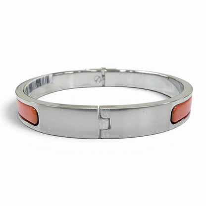 Hermes Mini Clic Kelly Bracelet Bangle Silver Orange — view 4