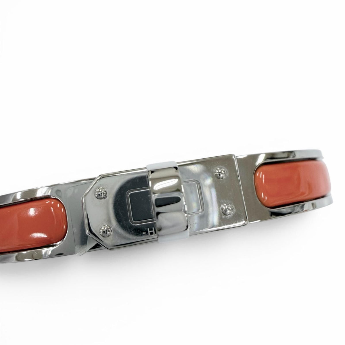 Hermes Mini Clic Kelly Bracelet Bangle Silver Orange — view 6