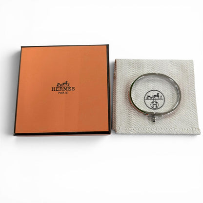 Hermes Mini Clic Kelly Bracelet Bangle Silver Orange — view 2