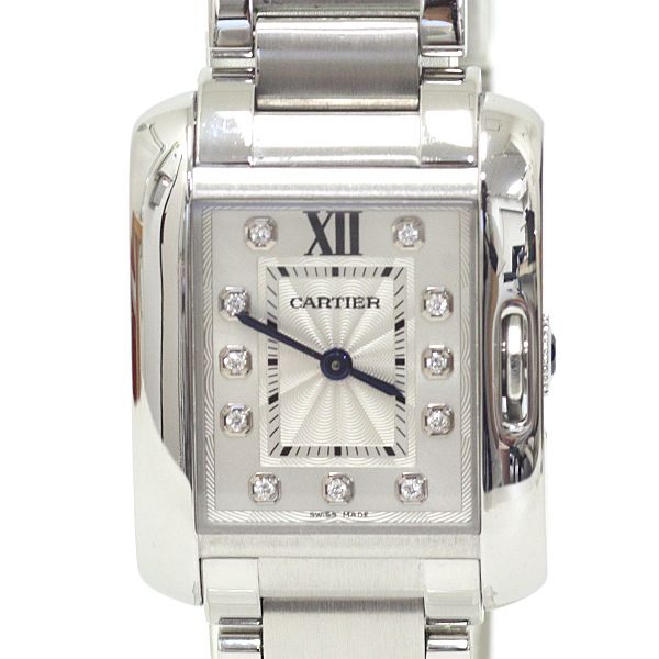Cartier Watch Tank Anglaise SM Diamond SS Quartz Silver Dial