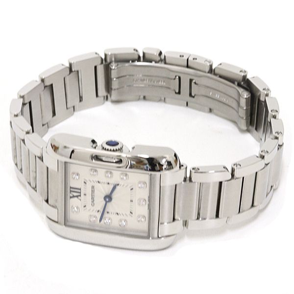 Cartier Watch Tank Anglaise SM Diamond SS Quartz Silver Dial — view 3